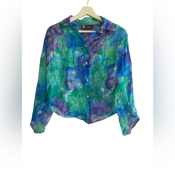 Louise Positano Flower Blouse made in Italy Size Small - Picture 1 of 16